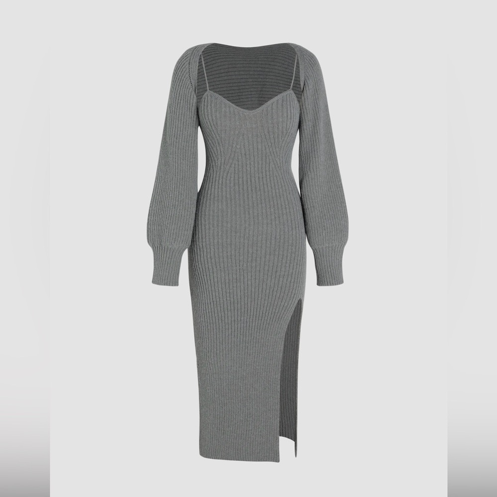 Elegant Gray Knit Dress